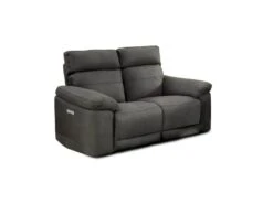 Canapé Relaxation 2 Places Motorisé En Tissu Gris Anthracite - CLARA