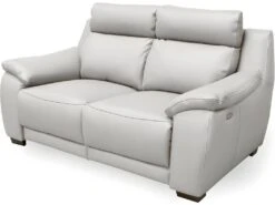 Canapé 2 Places Avec 2 Relax En 100% Tout Cuir épais Luxe Italien - 2 Relax électriques, Blanc Cassé. BERN -Deco.fr Soldes Boutique canape 12304933