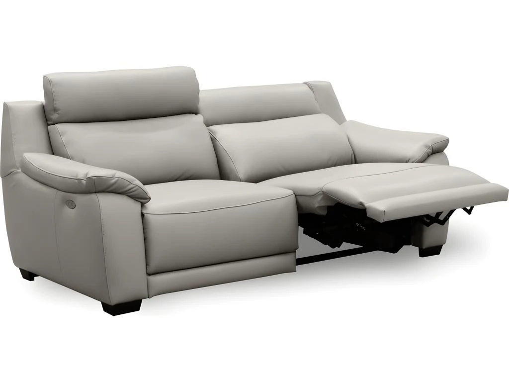 Canapé 3 Places Avec 2 Relax En 100% Tout Cuir épais Luxe Italien - 2 Relax électriques, Gris Clair. BERN 4 Canapé 3 Places Avec 2 Relax En 100% Tout Cuir épais Luxe Italien - 2 Relax électriques, Gris Clair. BERN – Image 4