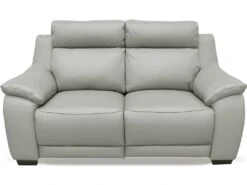 Canapé 2 Places Avec 2 Relax En 100% Tout Cuir épais Luxe Italien - 2 Relax électriques, Gris Clair. BERN