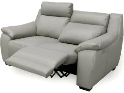 Canapé 2 Places Avec 2 Relax En 100% Tout Cuir épais Luxe Italien - 2 Relax électriques, Gris Clair. BERN -Deco.fr Soldes Boutique canape 12304977