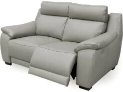 Canapé 2 Places Avec 2 Relax En 100% Tout Cuir épais Luxe Italien - 2 Relax électriques, Gris Clair. BERN -Deco.fr Soldes Boutique canape 12304979