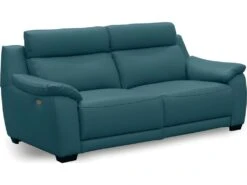 Canapé 3 Places Avec 2 Relax En 100% Tout Cuir épais Luxe Italien - 2 Relax électriques, Turquoise. BERN -Deco.fr Soldes Boutique canape 12305027