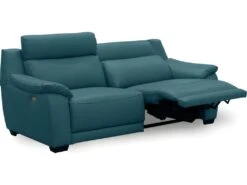 Canapé 3 Places Avec 2 Relax En 100% Tout Cuir épais Luxe Italien - 2 Relax électriques, Turquoise. BERN -Deco.fr Soldes Boutique canape 12305029