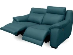 Canapé 2 Places Avec 2 Relax En 100% Tout Cuir épais Luxe Italien - 2 Relax électriques, Turquoise. BERN
