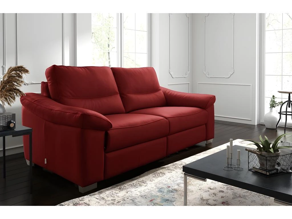 Canapé 3 Places En 100% Tout Cuir épais Italien Vachette HAMBOURG, Couleur Rouge Foncé 2 Canapé 3 Places En 100% Tout Cuir épais Italien Vachette HAMBOURG, Couleur Rouge Foncé – Image 2
