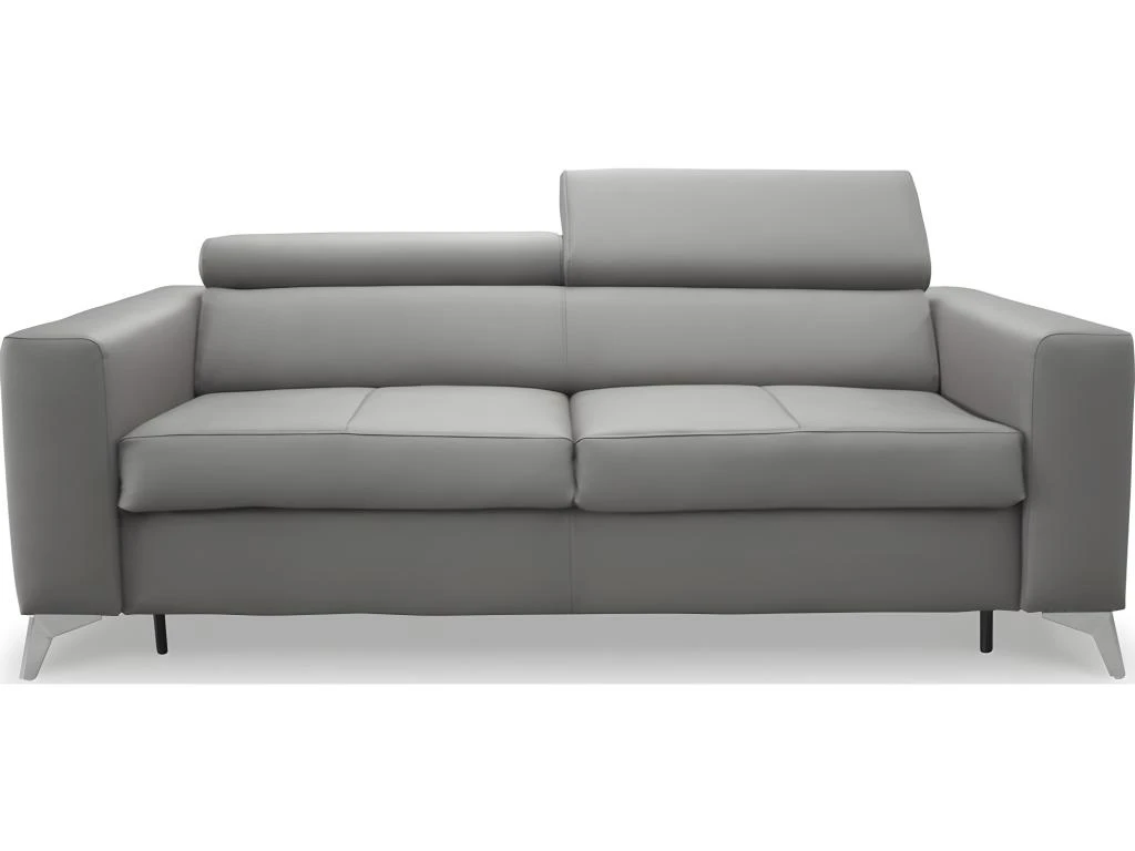 Canapé 3 Places Convertible En Cuir Italien De Luxe MOVIDA, Gris Clair 1 Canapé 3 Places Convertible En Cuir Italien De Luxe MOVIDA, Gris Clair
