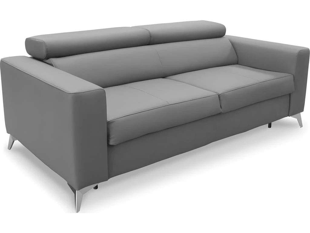 Canapé 3 Places Convertible En Cuir Italien De Luxe MOVIDA, Gris Clair 3 Canapé 3 Places Convertible En Cuir Italien De Luxe MOVIDA, Gris Clair – Image 3
