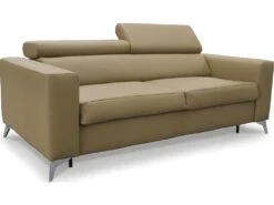 Canapé 3 Places Convertible En Cuir Italien De Luxe MOVIDA, Beige -Deco.fr Soldes Boutique canape 12328661