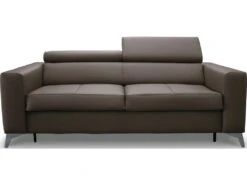 Canapé 3 Places Convertible En Cuir Italien De Luxe MOVIDA, Taupe