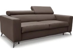 Canapé 3 Places Convertible En Cuir Italien De Luxe MOVIDA, Taupe -Deco.fr Soldes Boutique canape 12328671