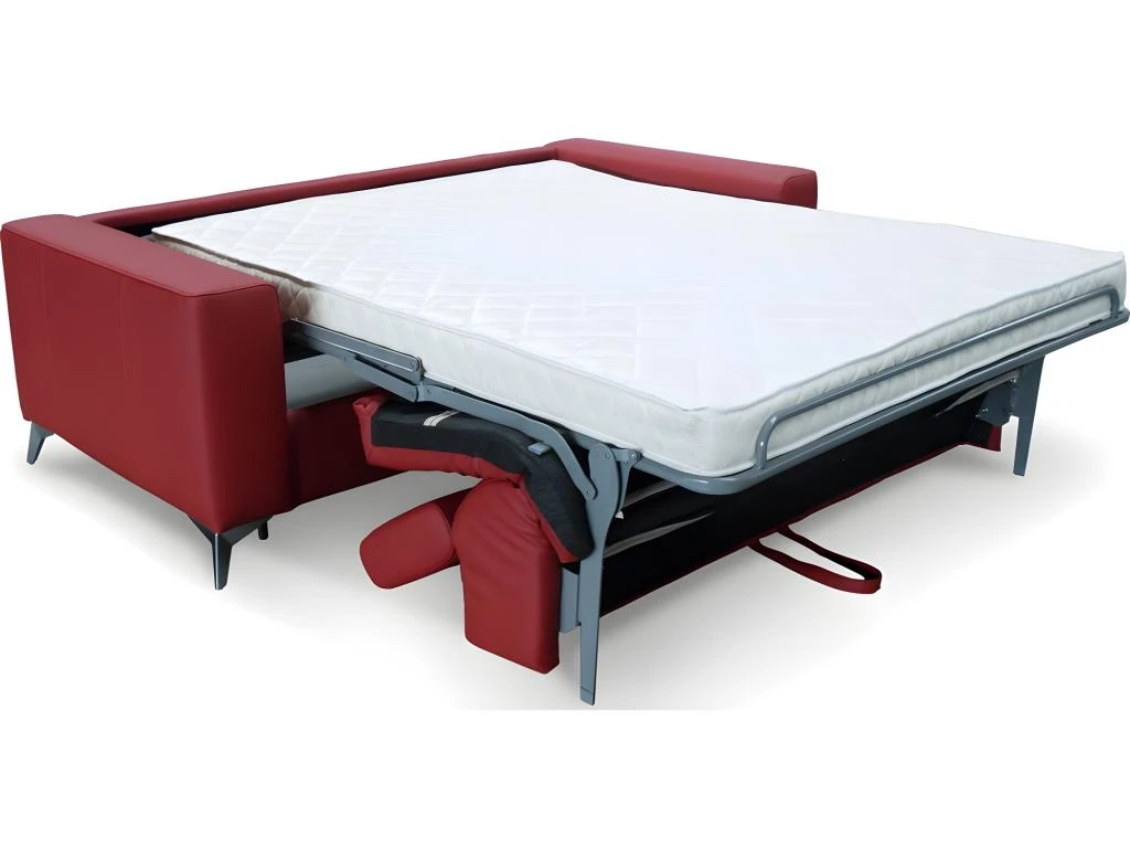 Canapé 3 Places Convertible En Cuir Italien De Luxe MOVIDA, Rouge Foncé 2 Canapé 3 Places Convertible En Cuir Italien De Luxe MOVIDA, Rouge Foncé – Image 2