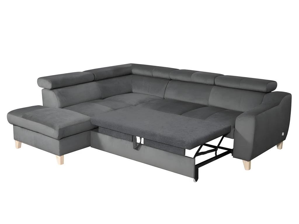 Canapé D'angle Convertible En Tissu Luxe 5 Places, ASTERIA Gris Foncé, Angle Gauche 3 Canapé D'angle Convertible En Tissu Luxe 5 Places, ASTERIA Gris Foncé, Angle Gauche – Image 3