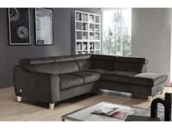 Canapé D'angle Convertible En Tissu Luxe 5 Places, ASTERIA Chocolat Clair, Angle Droit