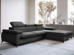 Canapé D'angle Droit Convertible En Velours Gris Anthracite SAMARA De Pascal Morabito -Deco.fr Soldes Boutique canape 12344547