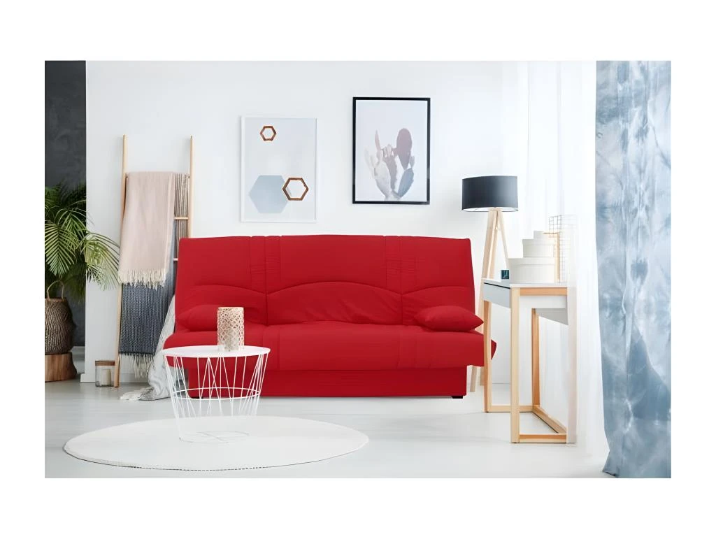 DREAM Banquette Clic Clac 3 Places - Tissu Rouge - Slyle Contemporain - L 190 X P 92 Cm 3 DREAM Banquette Clic Clac 3 Places - Tissu Rouge - Slyle Contemporain - L 190 X P 92 Cm – Image 3