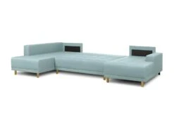 Canapé D'angle Panoramique Convertible 7 Places - Scandinave Bleu Gris - JAKOB -Deco.fr Soldes Boutique canape 12396845