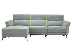 Canapé D'angle Gauche Relax électrique En Tissu Gris Et Jaune GERALDINE -Deco.fr Soldes Boutique canape 12406495