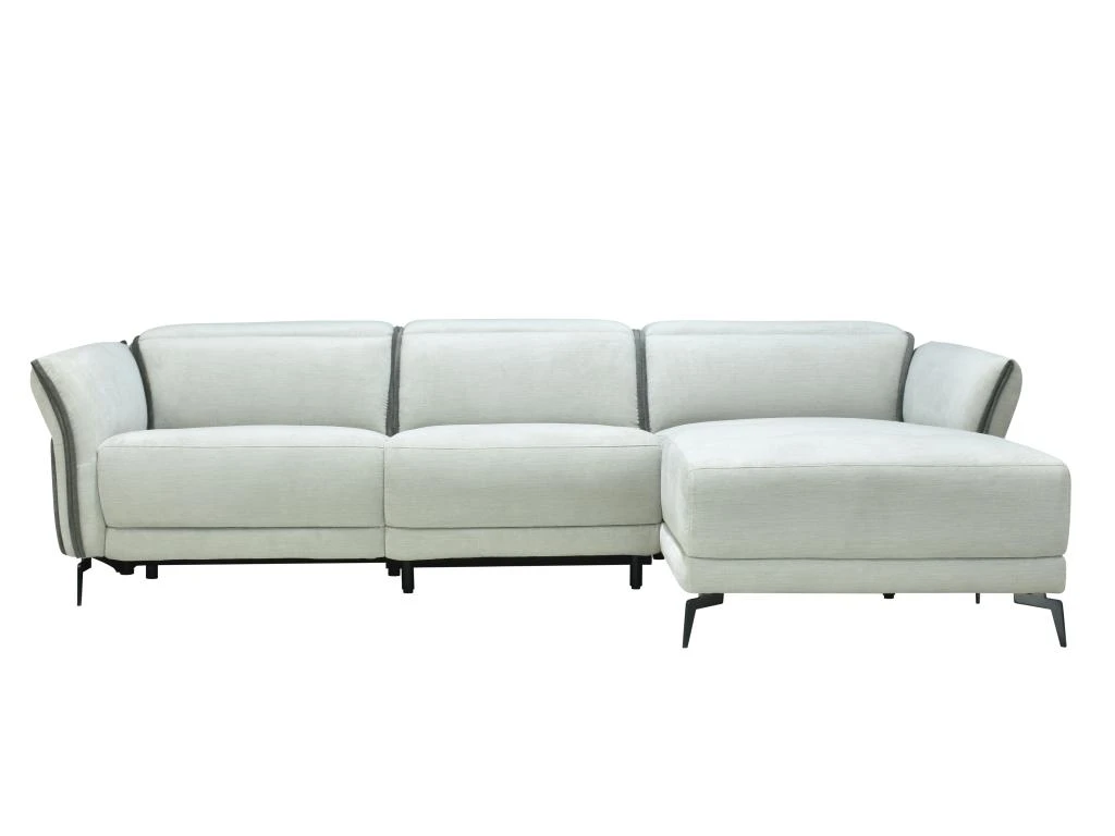 Canapé D'angle Droit Relax électrique En Tissu Gris Clair Et Gris Anthracite GERALDINE 3 Canapé D'angle Droit Relax électrique En Tissu Gris Clair Et Gris Anthracite GERALDINE – Image 3