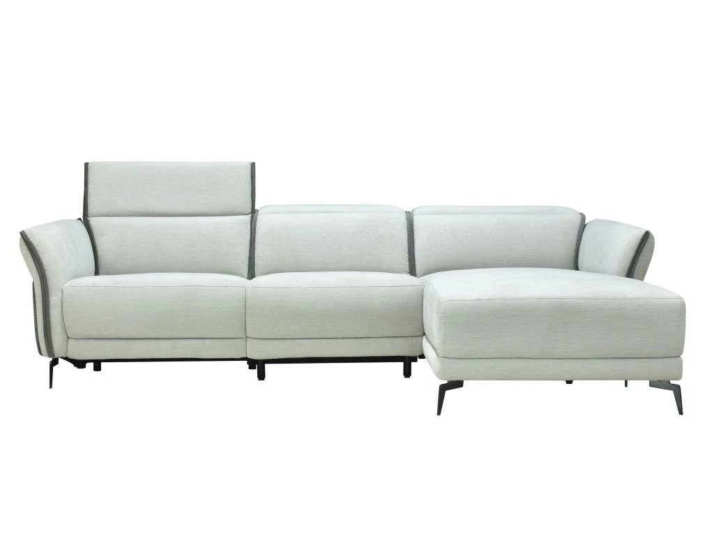 Canapé D'angle Droit Relax électrique En Tissu Gris Clair Et Gris Anthracite GERALDINE 5 Canapé D'angle Droit Relax électrique En Tissu Gris Clair Et Gris Anthracite GERALDINE – Image 5