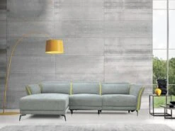 Canapé D'angle Droit Relax électrique En Tissu Gris Et Jaune GERALDINE