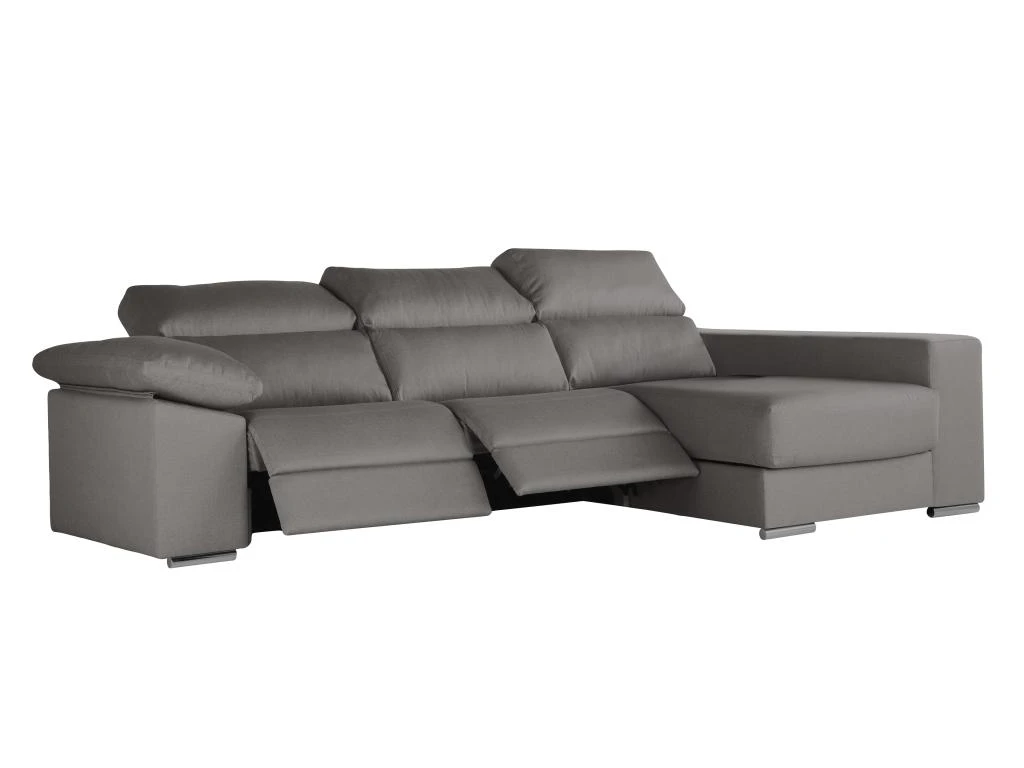Canapé D'angle Droit Relax électrique Avec Têtières En Tissu Gris DIDIUS 4 Canapé D'angle Droit Relax électrique Avec Têtières En Tissu Gris DIDIUS – Image 4
