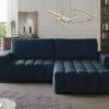 Canapé D'angle Droit Convertible En Velours Bleu Nuit ESILIA -Deco.fr Soldes Boutique canape 12485893