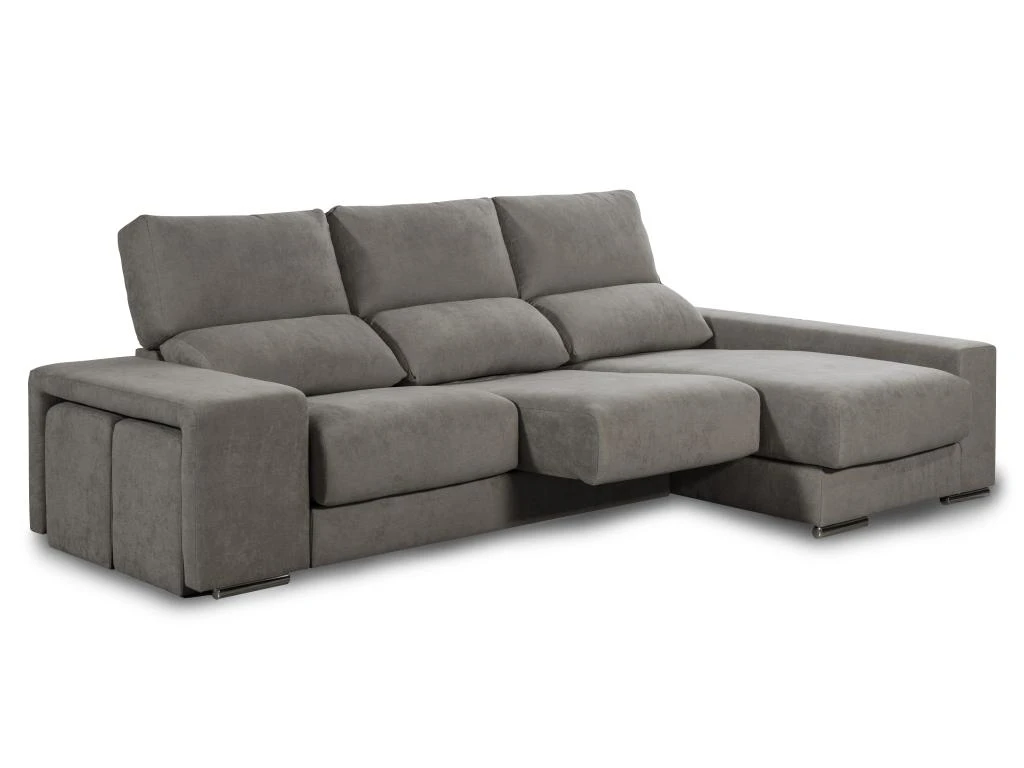 Canapé D'angle Droit Relax En Tissu Gris Avec Têtières FERNANDO 4 Canapé D'angle Droit Relax En Tissu Gris Avec Têtières FERNANDO – Image 4