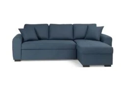 Canapé D'angle Convertible Réversible - Tissu Bleu - HAMILTON - L 244 X P 151 X H 90 - Fabriqué En Ukraine