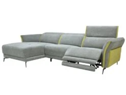 Canapé D'angle Gauche Relax électrique En Tissu Gris Et Jaune GERALDINE -Deco.fr Soldes Boutique canape 12509123