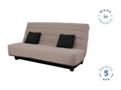 DUNLOPILLO Banquette Clic Clac - Tissu Taupe + 2 Coussins Noir - L 194 X P 98 X H 102 Cm - Made In France - ALEX -Deco.fr Soldes Boutique canape 12524369