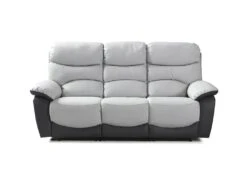 Canapé 3 Places Relax Manuel - Simili Gris Clair Et Gris Foncé - SOBRAL