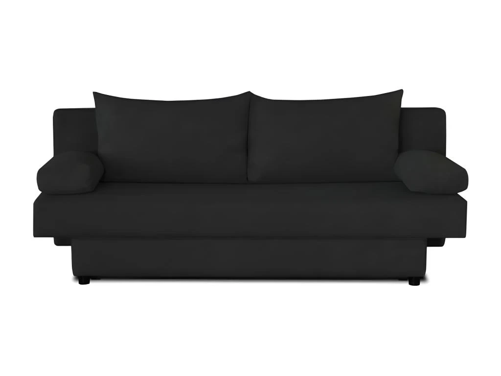 Banquette Convertible PIRY 3 Places - Tissu Noir - Classique - L 187 X P 88 Cm 1 Banquette Convertible PIRY 3 Places - Tissu Noir - Classique - L 187 X P 88 Cm