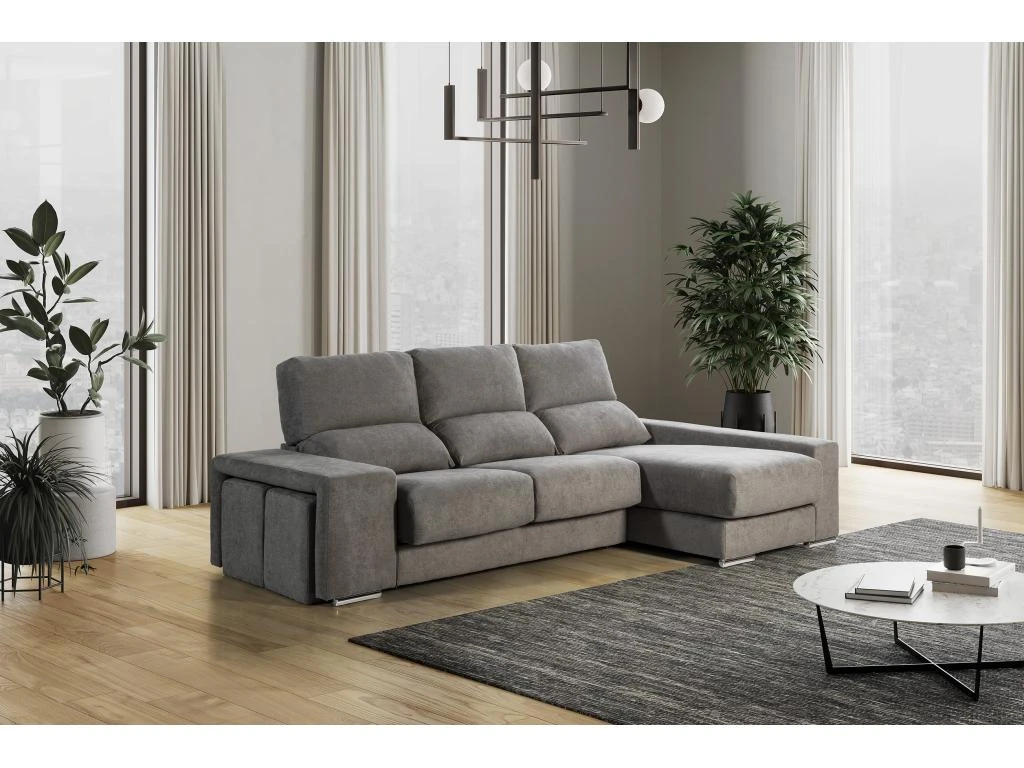 Canapé D'angle Droit Relax En Tissu Gris Avec Têtières FERNANDO 1 Canapé D'angle Droit Relax En Tissu Gris Avec Têtières FERNANDO