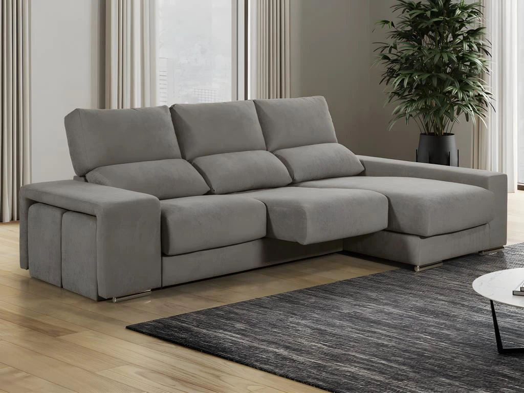 Canapé D'angle Droit Relax En Tissu Gris Avec Têtières FERNANDO 6 Canapé D'angle Droit Relax En Tissu Gris Avec Têtières FERNANDO – Image 6