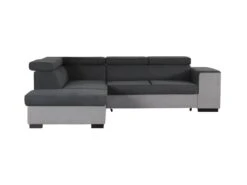 ARMSTRONG Canape Dangle Gauche Convertible + Coffre 5 Places - Tissu Gris Clair Et Gris Fonce -L 271 X P 220 X H 77 Cm