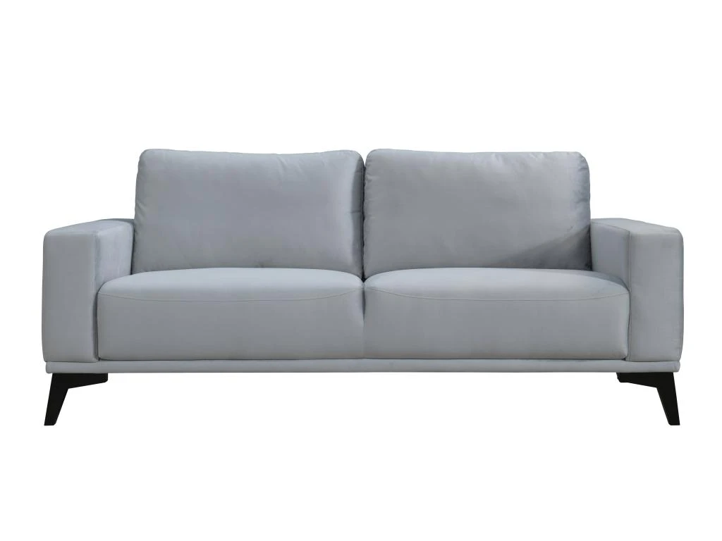 Canapé 3 Places En Velours Gris Clair AZILIS 3 Canapé 3 Places En Velours Gris Clair AZILIS – Image 3