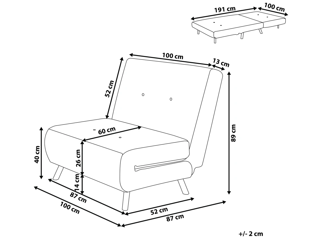 Banquette Convertible 1 Place En Tissu Bleu FARRIS 3 Banquette Convertible 1 Place En Tissu Bleu FARRIS – Image 3