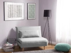 Banquette Convertible 1 Place En Tissu Gris Clair SETTEN