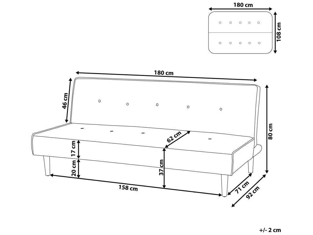 Canapé Convertible 3 Places En Tissu Bleu Marine VISBY 3 Canapé Convertible 3 Places En Tissu Bleu Marine VISBY – Image 3