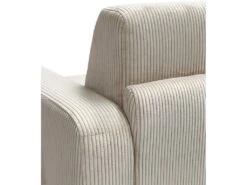 Canapé 3 Places Convertible Express En Velours Côtelé Crème - Couchage 140 Cm - Matelas 14 Cm - BEVIS -Deco.fr Soldes Boutique canape 12929365