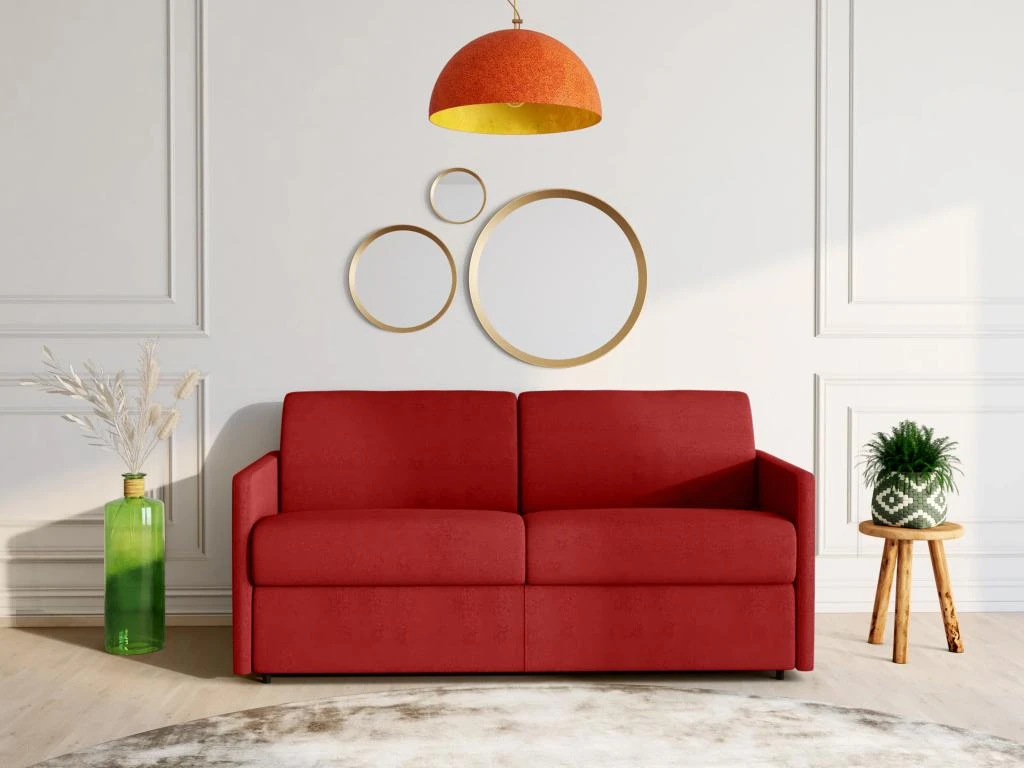 Canapé 4 Places Convertible Express En Tissu CALIFE - Rouge - Couchage 160 Cm - Matelas 18 Cm 1 Canapé 4 Places Convertible Express En Tissu CALIFE - Rouge - Couchage 160 Cm - Matelas 18 Cm
