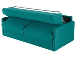 Canapé 4 Places Convertible Express En Tissu CALIFE - Turquoise - Couchage à Lattes Larges 160 Cm - Matelas 14 Cm -Deco.fr Soldes Boutique canape 13017051