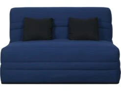 Banquette Simmons Slyde - Tissu Indigo + 2 Coussins Noir - Made In France - L 145 X P 103 X H 89 Cm - VANDA