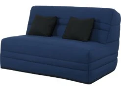 Banquette Simmons Slyde - Tissu Indigo + 2 Coussins Noir - Made In France - L 145 X P 103 X H 89 Cm - VANDA -Deco.fr Soldes Boutique canape 13083347
