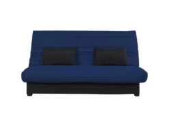 Banquette Clic Clac - Tissu Indigo + 2 Coussins Noir - L 194 X P 98 X H 100 Cm - Made In France - ROXI