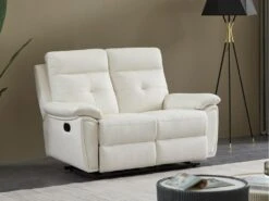 Canapé 2 Places Relax En Cuir Blanc VINETA -Deco.fr Soldes Boutique canape 13484457