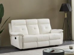 Canapé 3 Places Relax En Cuir Blanc VINETA -Deco.fr Soldes Boutique canape 13484527