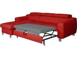 Canapé D'angle Convertible En Cuir Italien De Luxe 5 Places ASTORIA, Rouge Foncé, Angle Gauche -Deco.fr Soldes Boutique canape 13581023