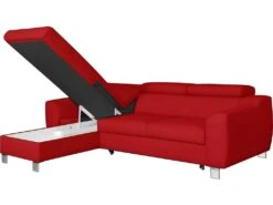 Canapé D'angle Convertible En Cuir Italien De Luxe 5 Places ASTORIA, Rouge Foncé, Angle Gauche -Deco.fr Soldes Boutique canape 13581025